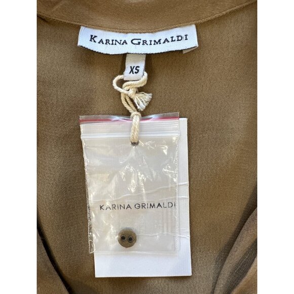 Karina Grimaldi Willow Midi Dress in Mocha X-Small New Womens Silk Cut out - Picture 8 of 9